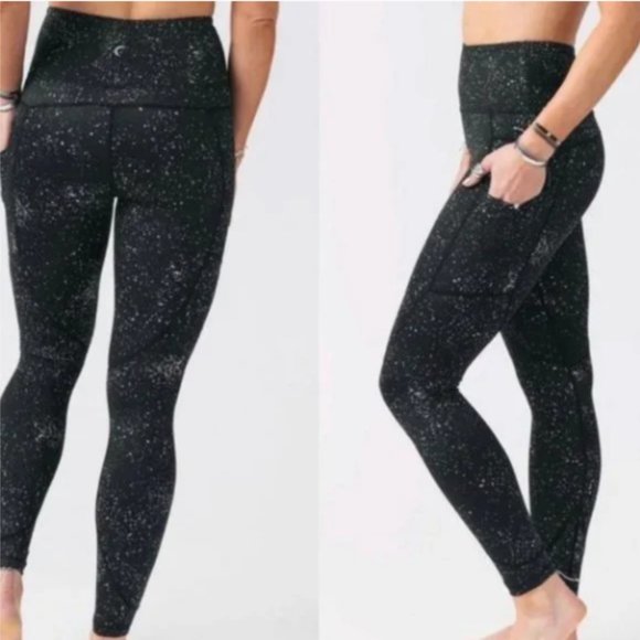 Zyia Reflective Splatter Black & Gray Leggings - Size 2 - Picture 1 of 9